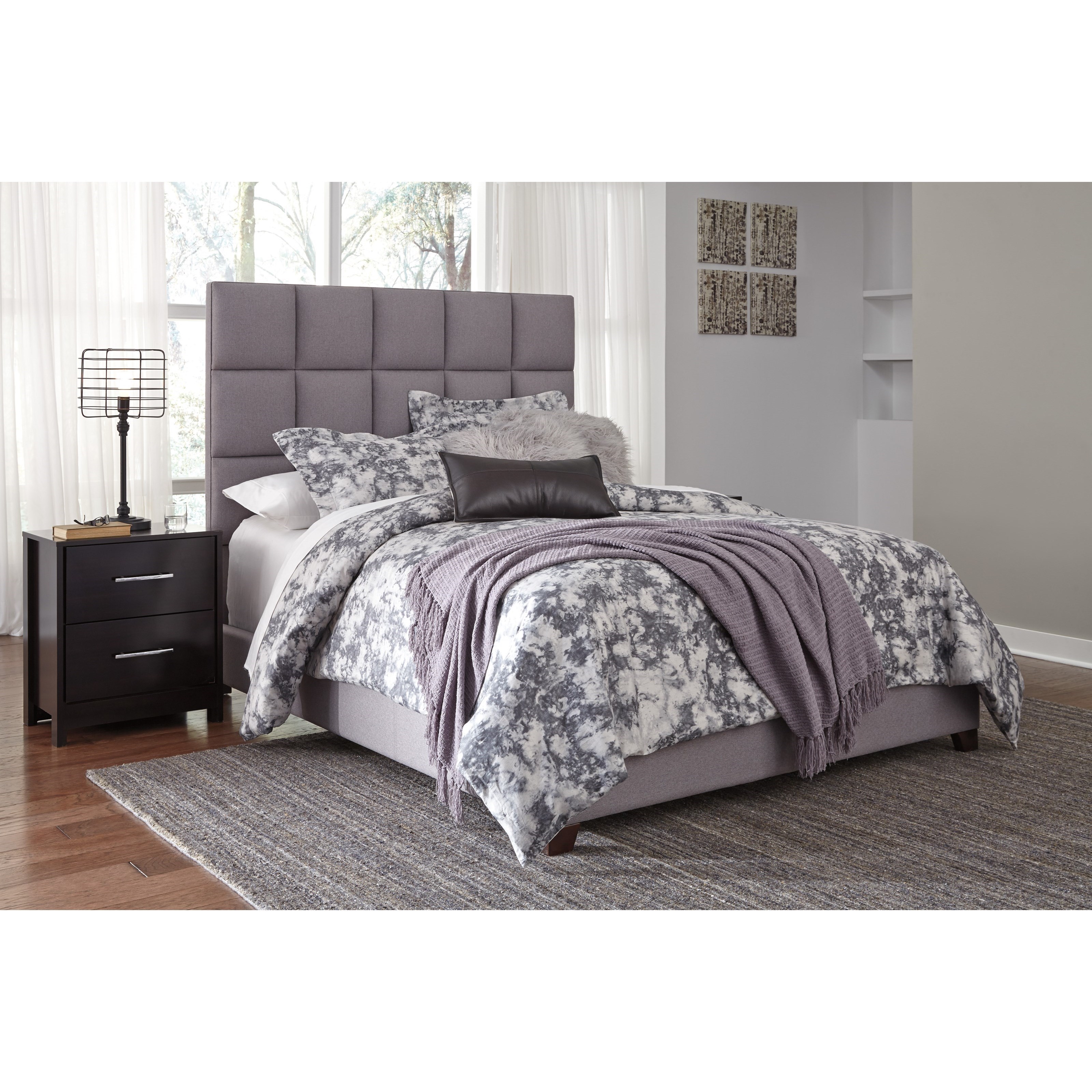 Signature Design by Ashley Dolante Queen Upholstered Bed in Gray Fabric